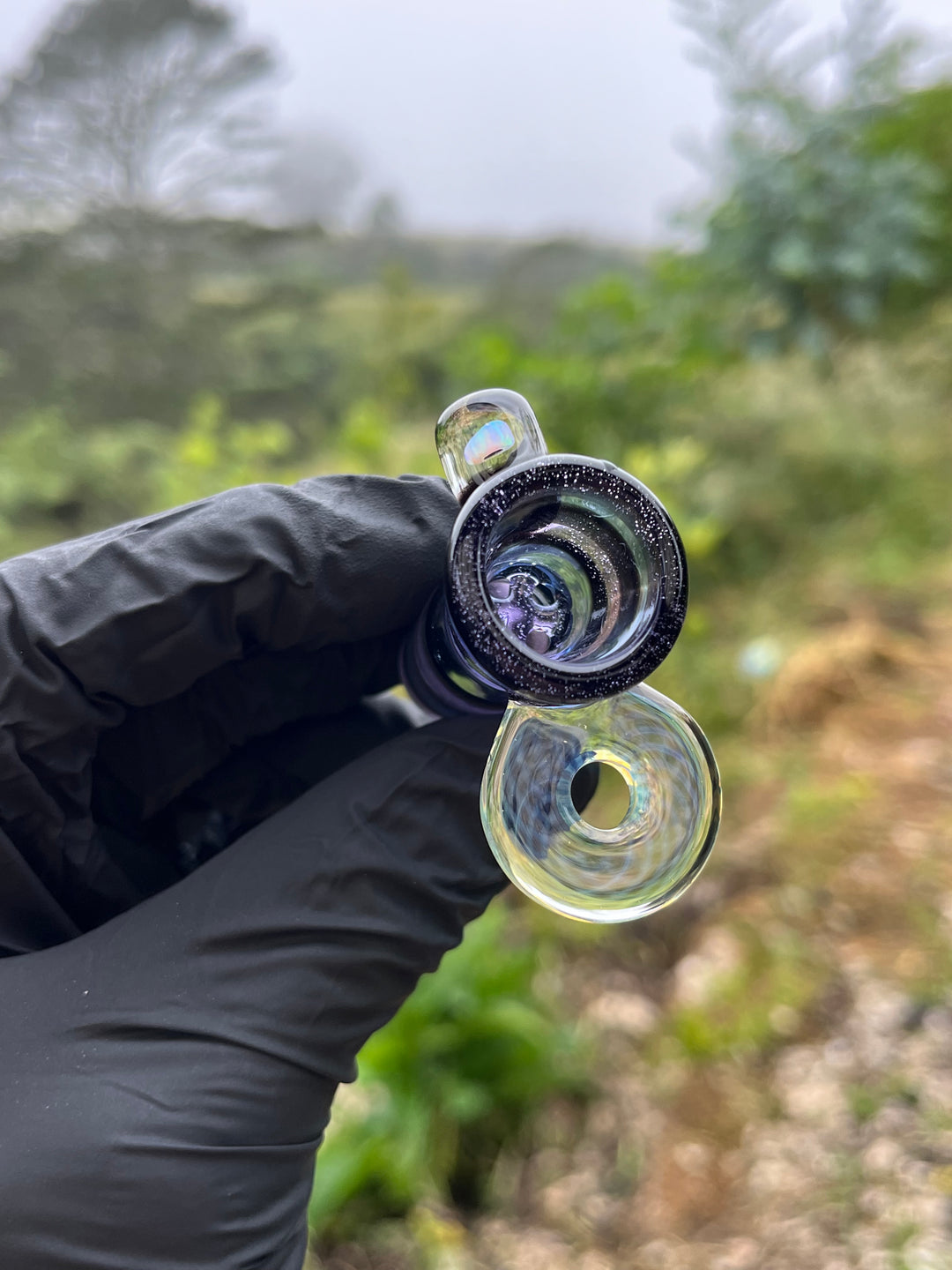 Empirical Glass Slide 18mm Fully Worked Encalmo Fumicello Opal - Purple Lollipop/Blue Dream/Jet Black