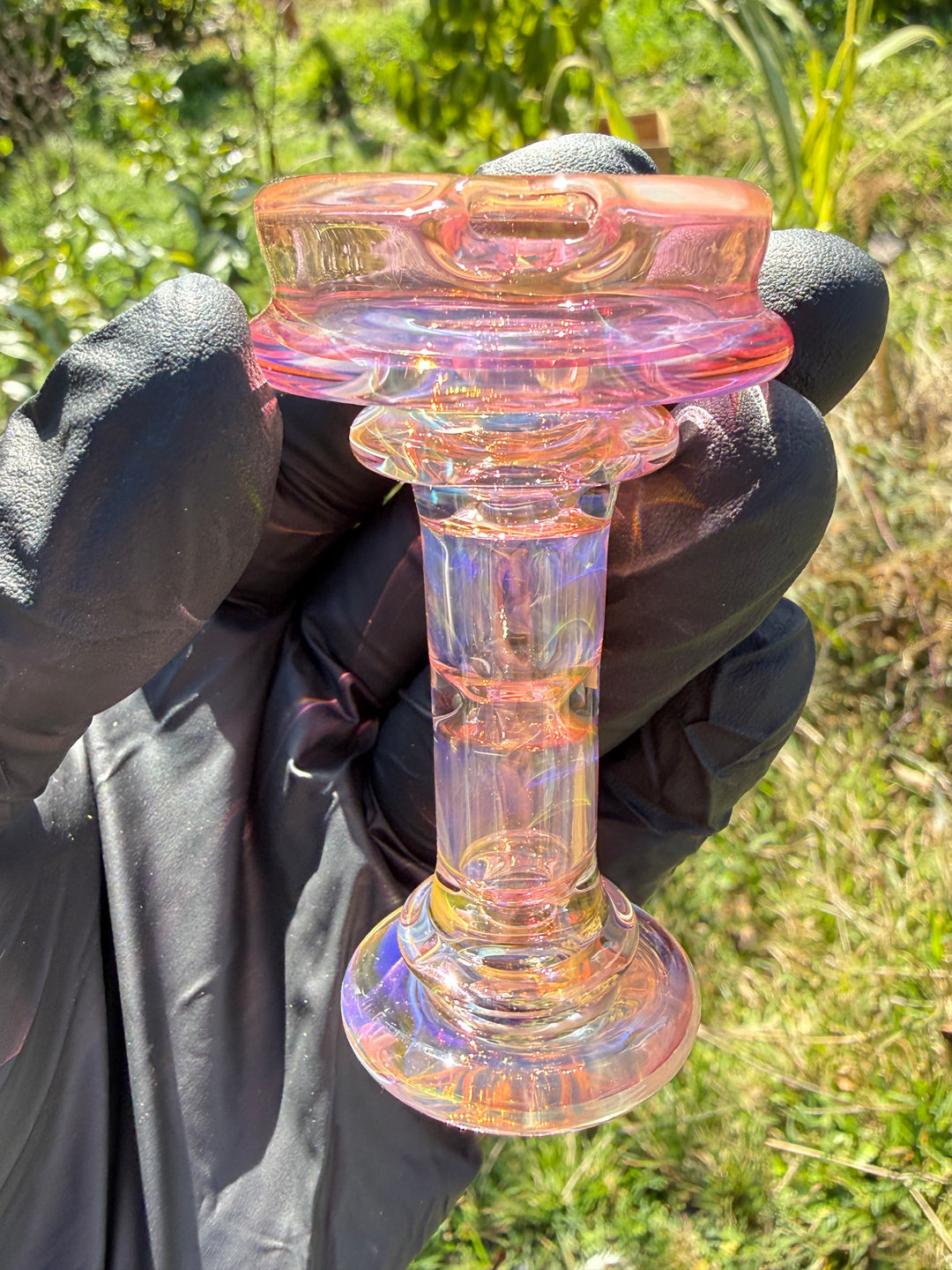 Yeti Glass Puffco Peak Dry Top/Joystick Set - Gold Fumed #2