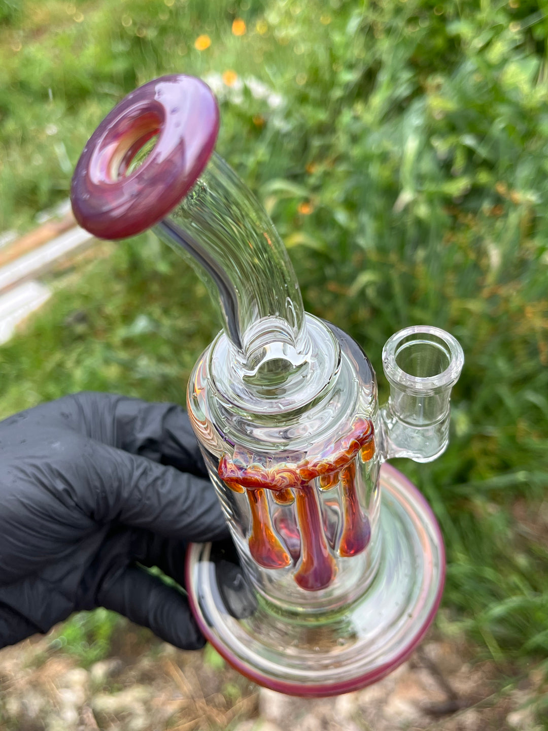 Uzzi Glass Drip Jammer Two Hole Perc - Amber Purple