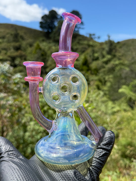 Uzzi Glass Mine Swiss Dumper - Neo Opal/Coral/Silver Fumed