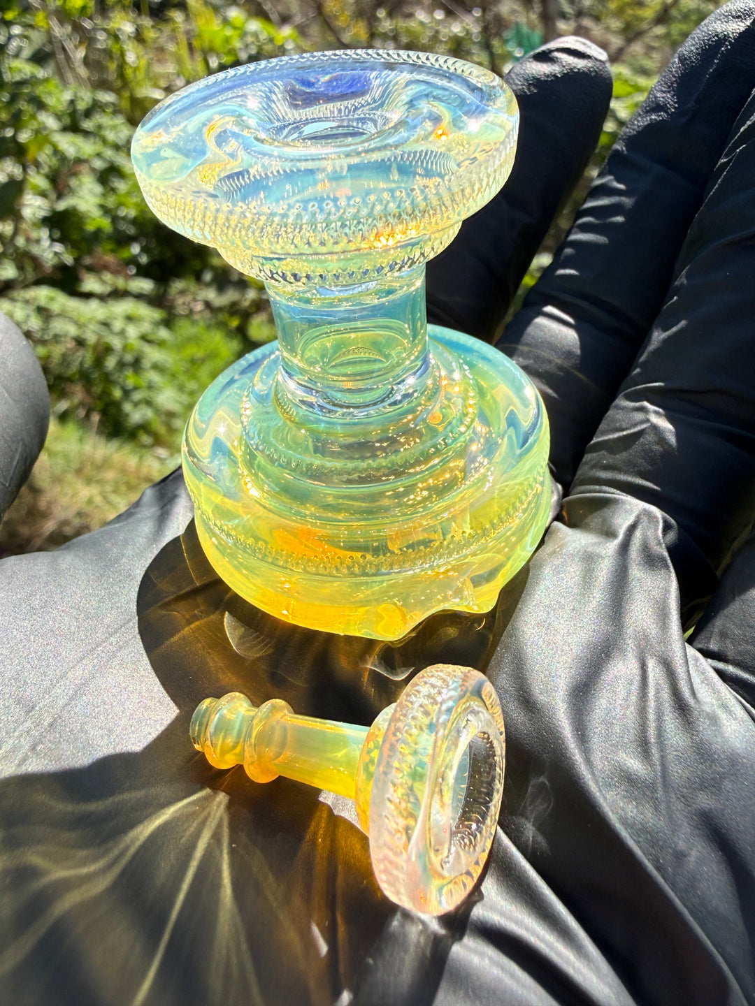 Yeti Glass Puffco Peak Dry Top/Joystick Set - Silver Fumed #2