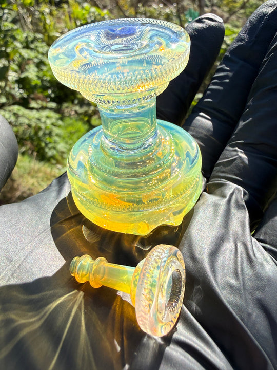 Yeti Glass Puffco Peak Dry Top/Joystick Set - Silver Fumed #2
