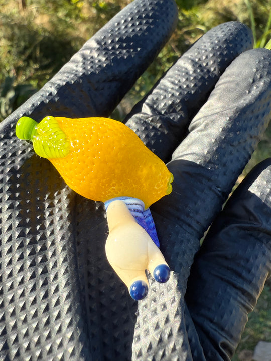 Waffle Glass Pendant - Snail On Lemon