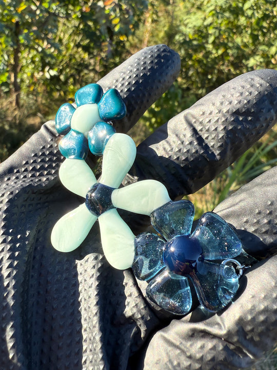 Waffle Glass Necklace - Flowers