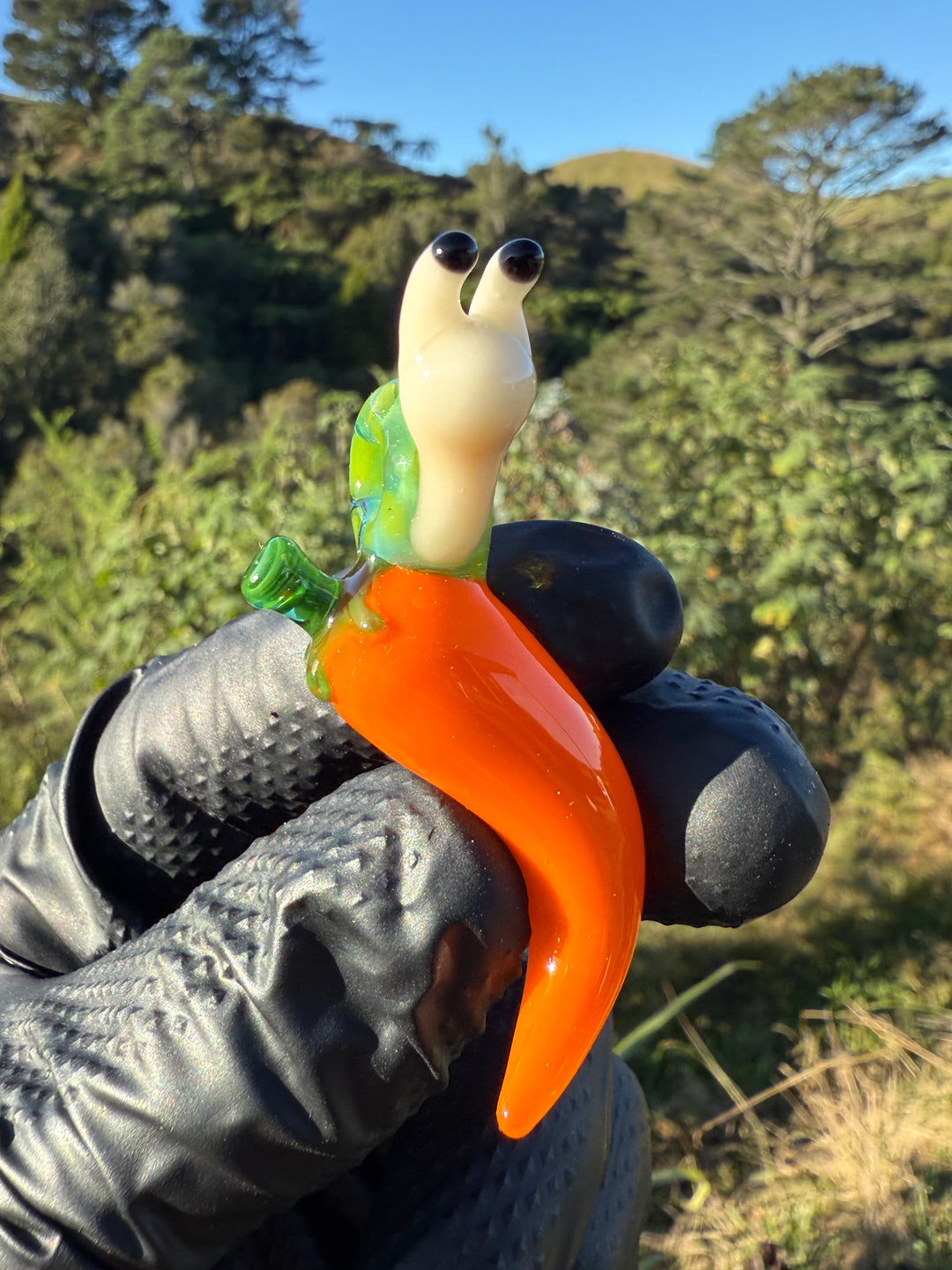 Waffle Glass Pendant - Snail On Chilli