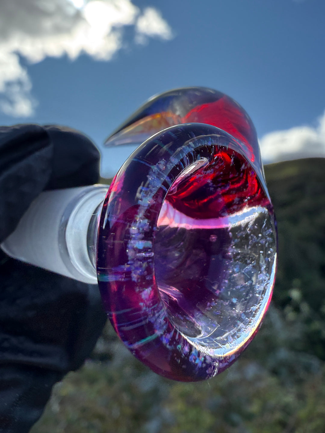 Polar Glass 14mm Horned Slide - Royal Jelly/Crushed Opal/Telemagenta