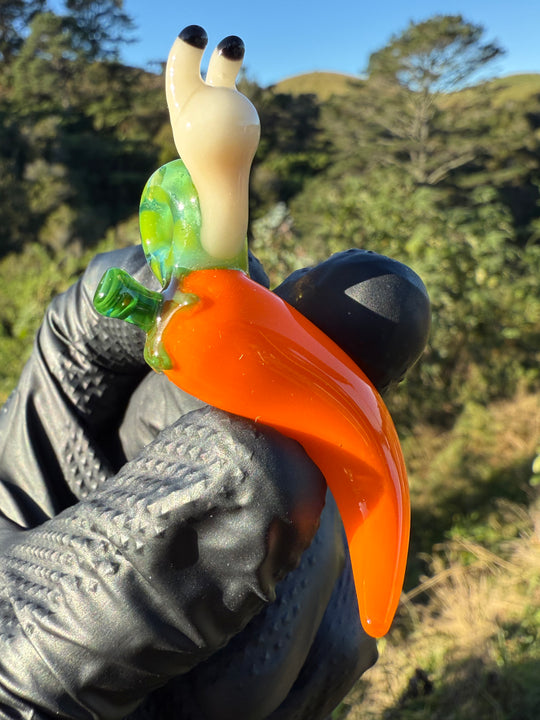 Waffle Glass Pendant - Snail On Chilli