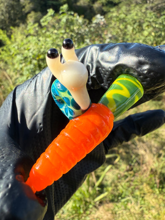 Waffle Glass Pendant - Snail On Carrot