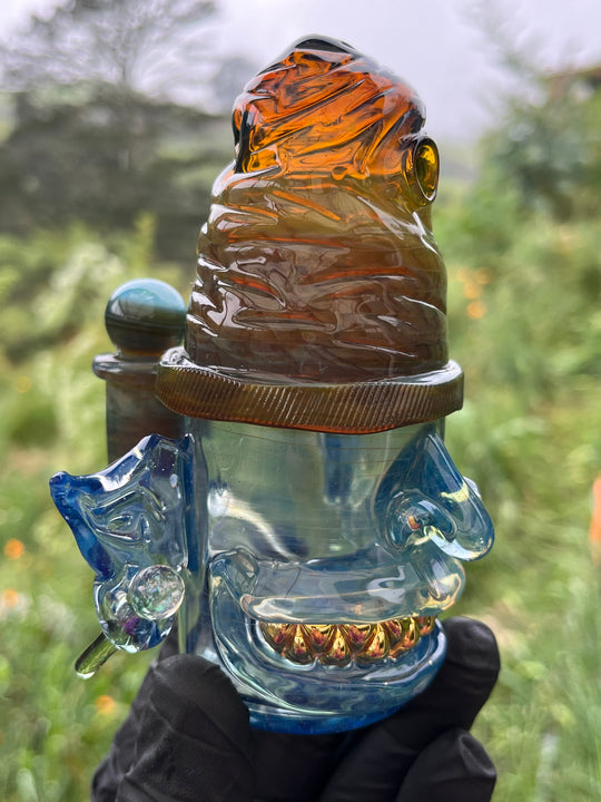 Wyrdglass Goblin 22c Gold Grill Beanie Rig - Pinocchio Sparkle/Nightcap