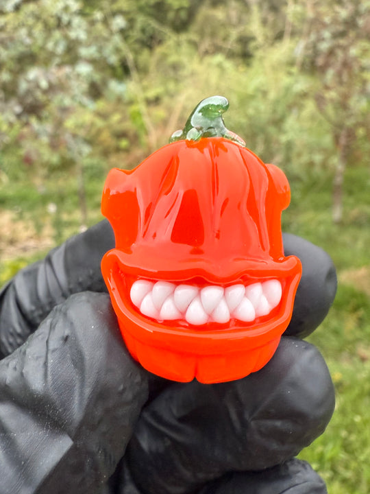 Wyrdglass Pumpkin Hollow Pendant - Orange