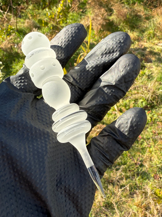 The Glass Bandit Beaker With Stem - Clear/Blasted/Gold Fumed
