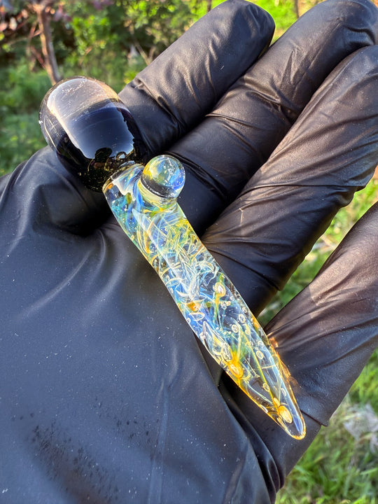 Jims Glass Blowing Chaos Poker - Silver Fumed