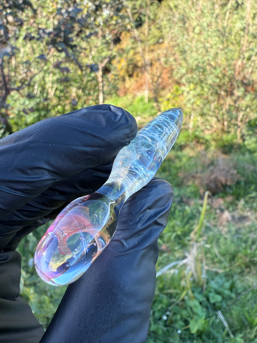 Jims Glass Blowing Chaos Poker - Silver/Gold Fumed