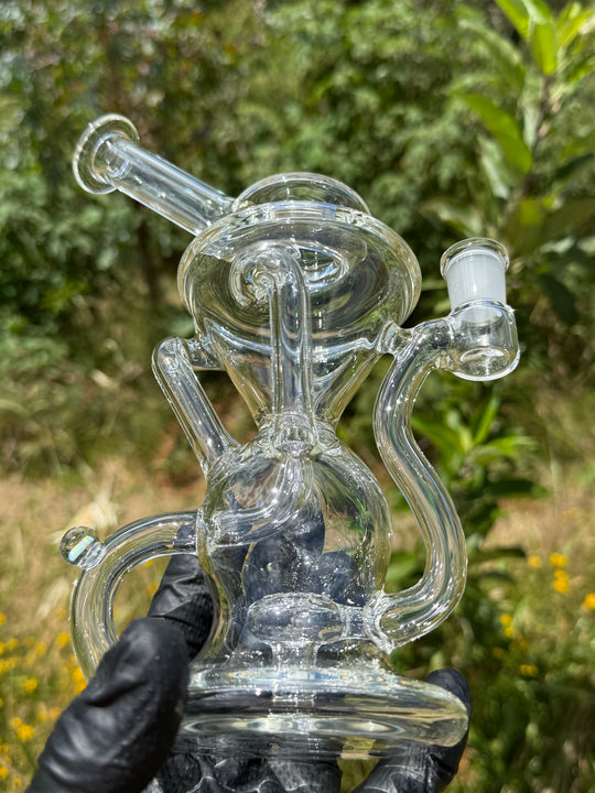 Uzzi Glass Tripple Uptake Bent Neck Klien - Clear With Opal