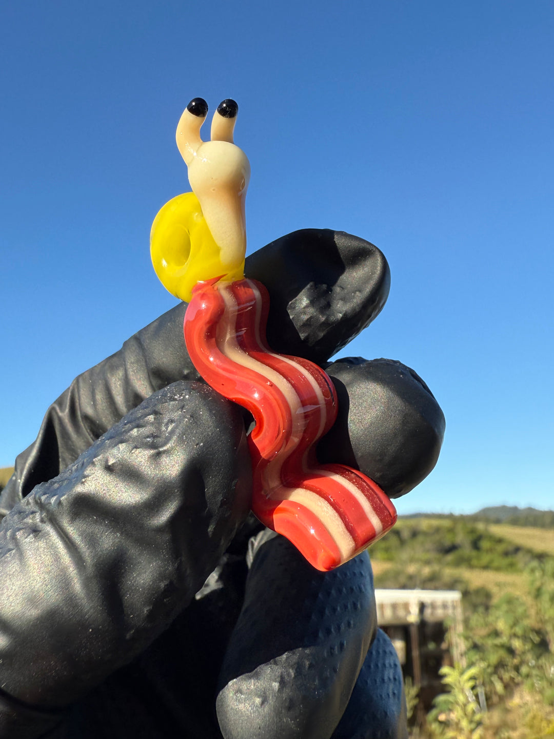 Waffle Glass Pendant - Snail On Bacon