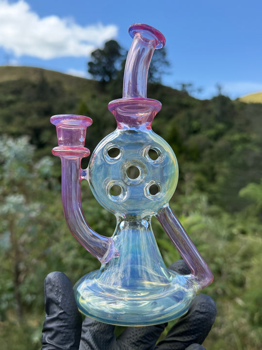 Uzzi Glass Mine Swiss Dumper - Neo Opal/Coral/Silver Fumed