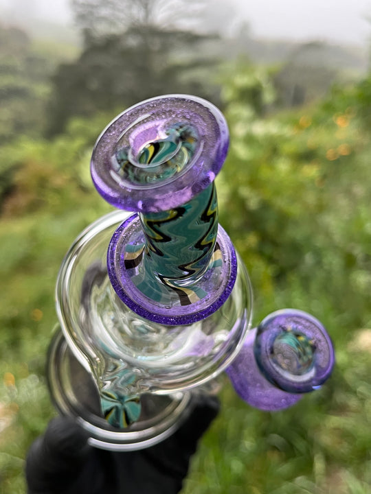 Uzzi Glass Wigwag Donut Recycler - Purple Lollipop/Blueberry