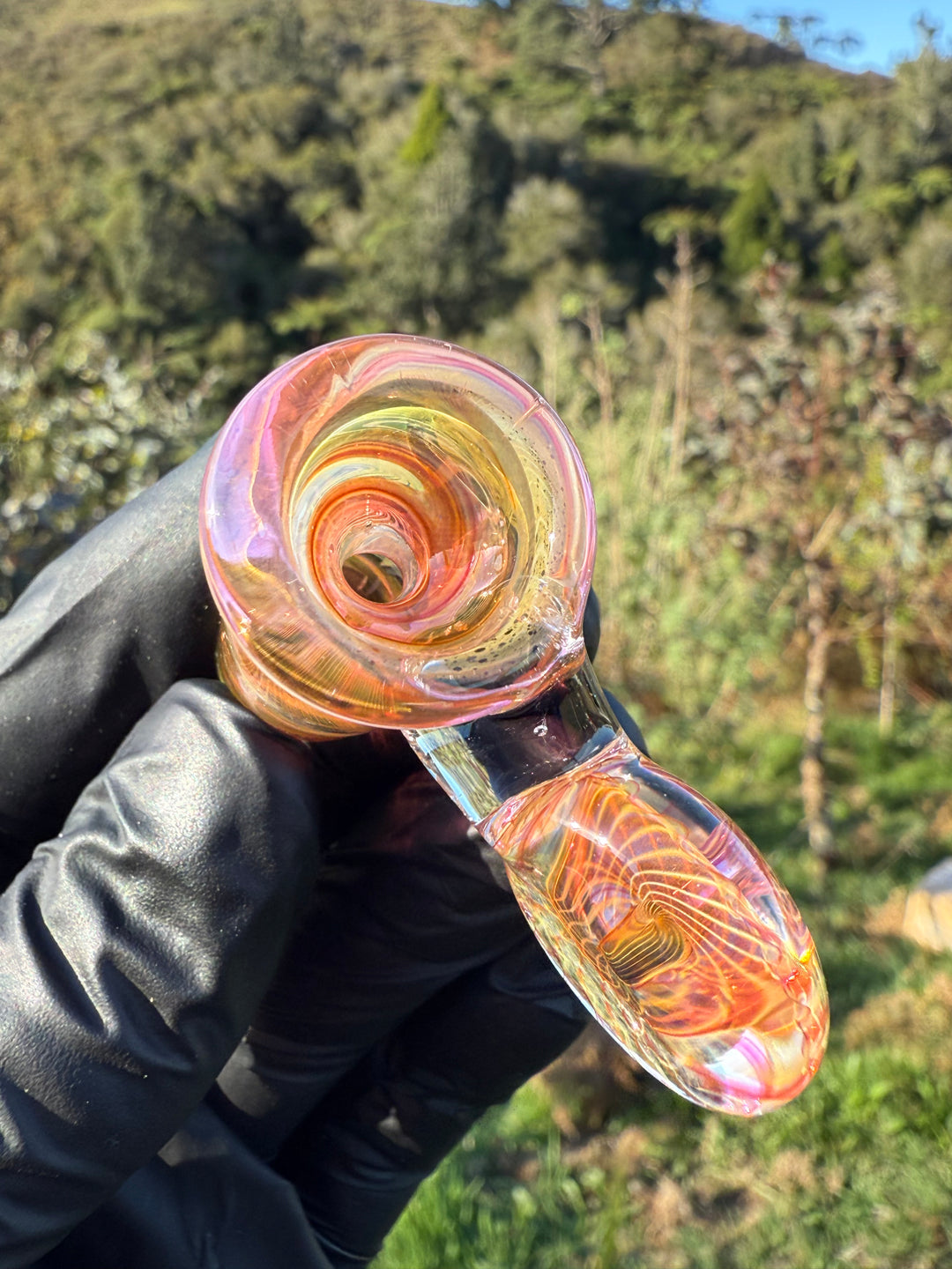 Jims Glass Blowing 18mm Fumicello Handle Slide - Gold Fumed