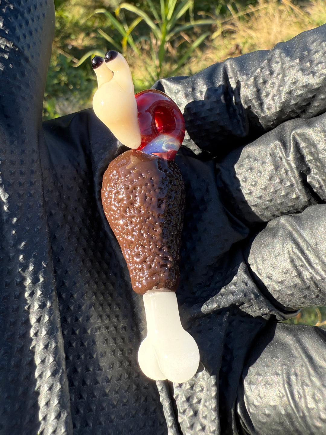 Waffle Glass Pendant - Snail On Drumstick