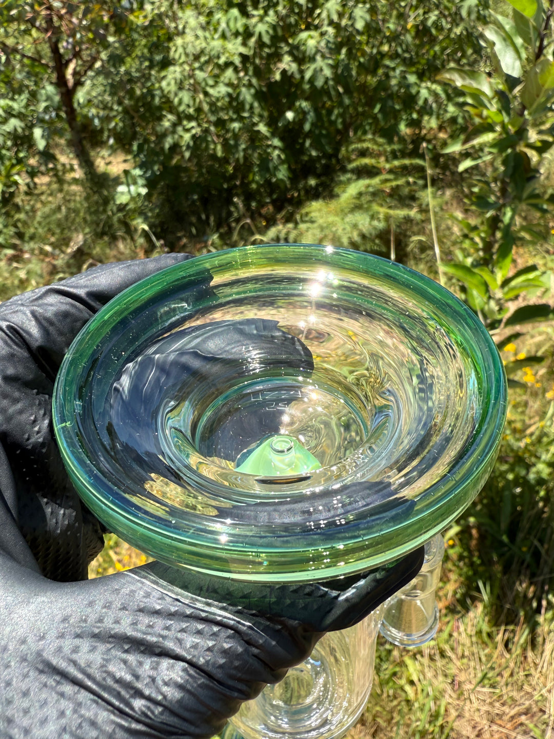 Uzzi Glass Drip Jammer Two Hole Perc - Green Energy