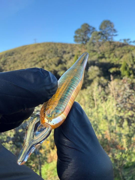 Jims Glass Blowing Spiral Poker/Pendant - Gold Fumed