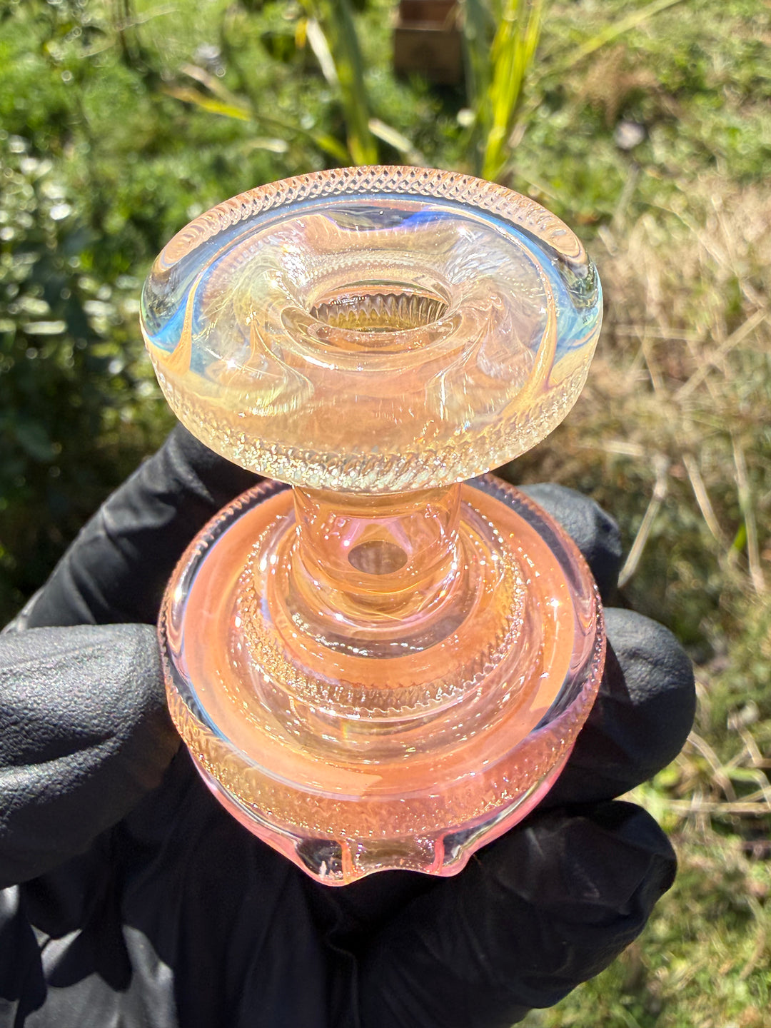 Yeti Glass Puffco Peak Dry Top/Joystick Set - Gold Fumed #1