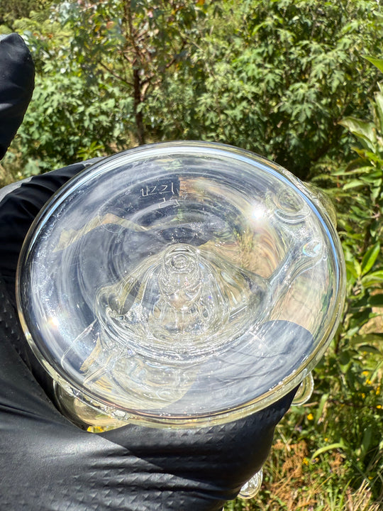 Uzzi Glass Tripple Uptake Bent Neck Klien - Clear With Opal