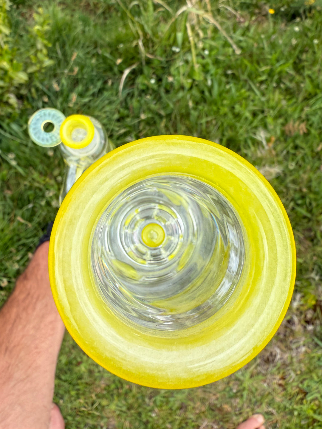Empirical Glass Grill Perc Tube With Trashcan/Slide - Pineapple Juice/White Saturn
