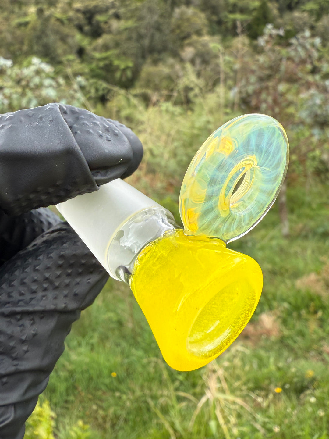 Empirical Glass Grill Perc Tube With Trashcan/Slide - Pineapple Juice/White Saturn