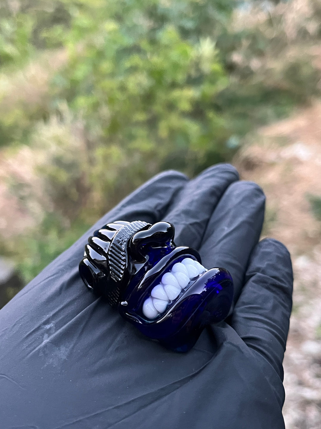 Wyrdglass Goblin Beanie Pendant - Cobalt/Grape