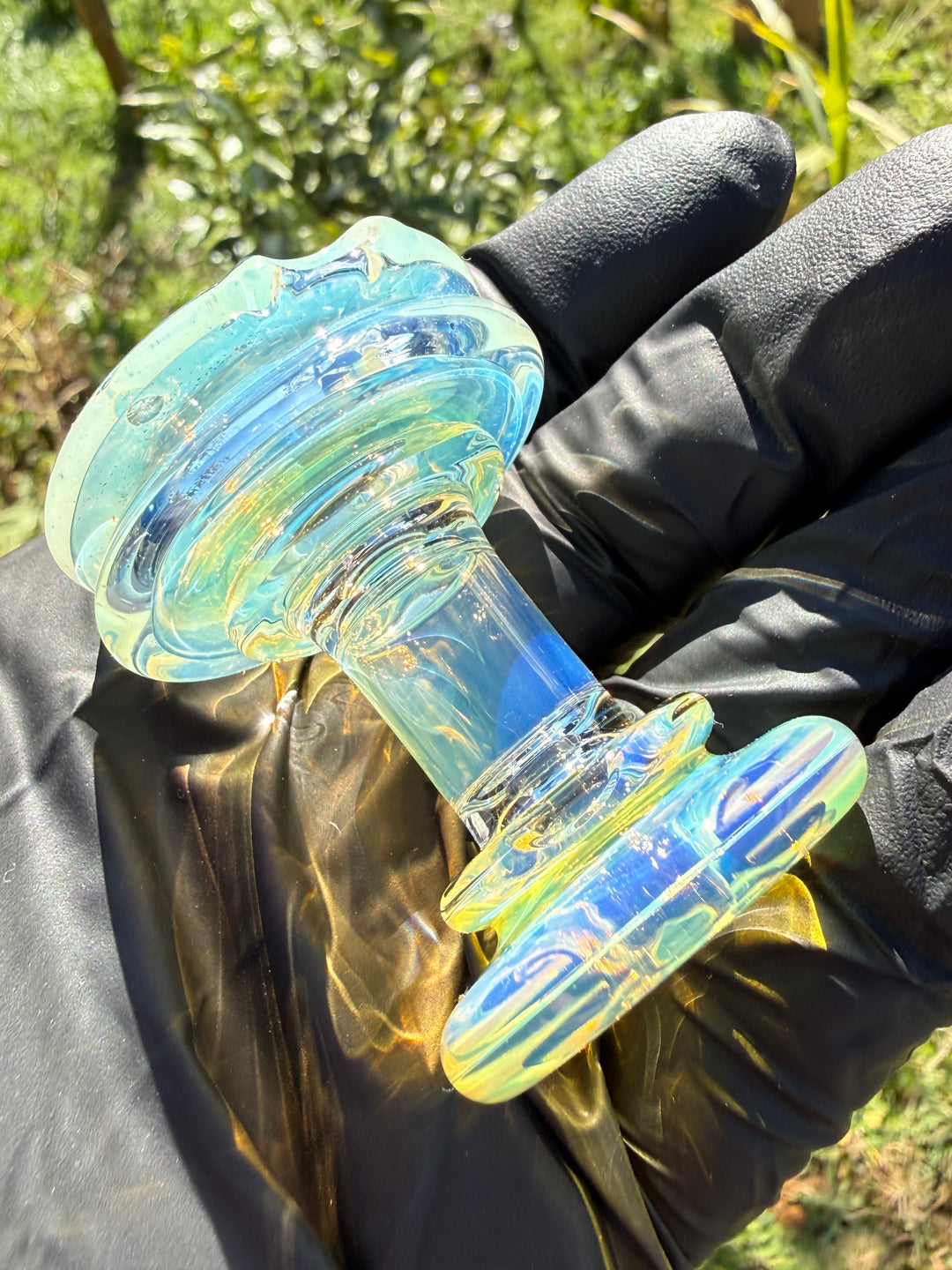 Yeti Glass Puffco Peak Dry Top/Joystick Set - Silver Fumed #1