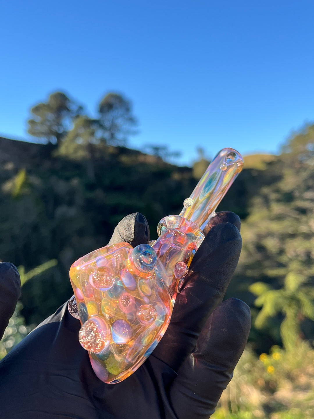 Jargo Glass Harlequin Hammer - Gold Fume/Coloured Dots