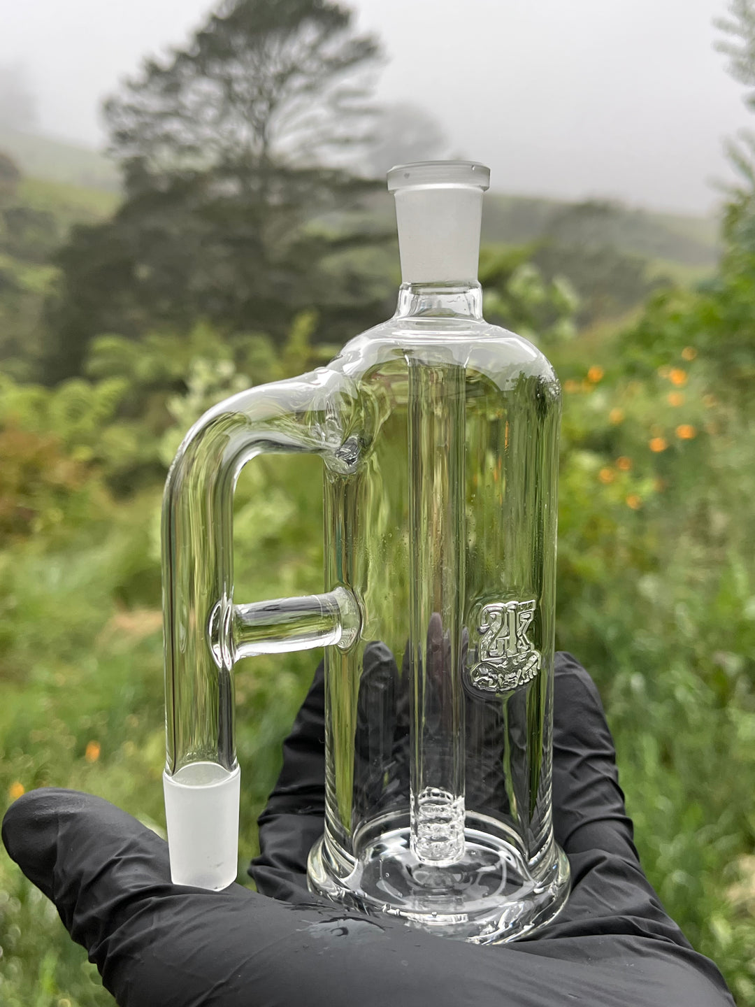 2K Glass 14mm Perc Ash Catcher - Clear