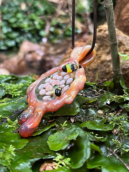 Jamie Clement Honeycomb Drip Pendant - Orange Opal Pheonix/Yellow Opal